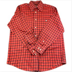 Orvis Men's Shirt Large Long Sleeve Button Up Casual Plaid Red 100% Cotton